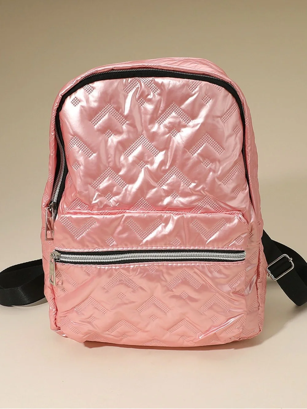 Quilted Metallic Silver Backpack